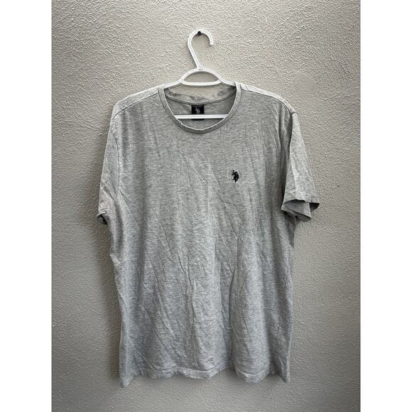 U.S. Polo Assn. Mens Shirt Size Large Short Sleeve Heathered Gray Logo - Picture 1 of 10